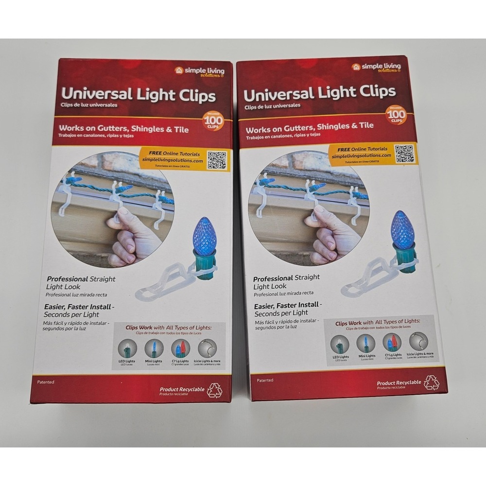 Simple‎ Living Solutions Universal Light Clips for Gutters Shingles Tile Clear